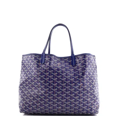 Pre-owned Goyard Saint Louis Tote Coated Canvas Pm In Blue