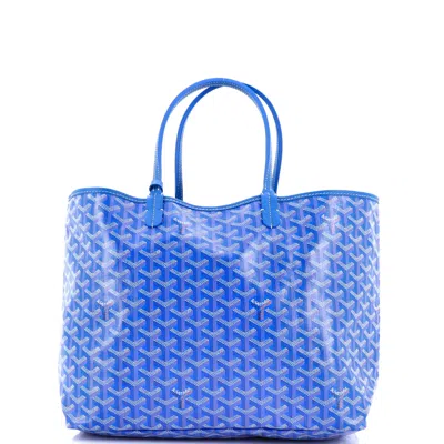 Pre-owned Goyard Saint Louis Tote Coated Canvas Pm In Blue