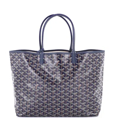 Pre-owned Goyard Saint Louis Tote Coated Canvas Pm In Blue