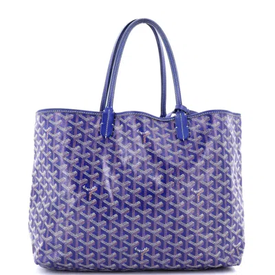 Pre-owned Goyard Saint Louis Tote Coated Canvas Pm In Blue