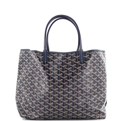 Pre-owned Goyard Saint Louis Tote Coated Canvas Pm In Blue