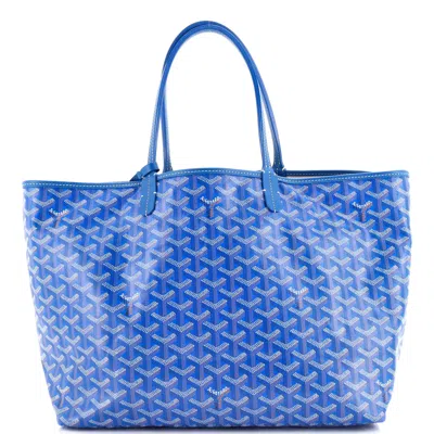 Pre-owned Goyard Saint Louis Tote Coated Canvas Pm In Blue