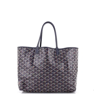 Pre-owned Goyard Saint Louis Tote Coated Canvas Pm In Blue