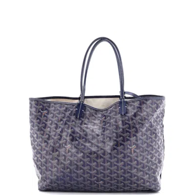Pre-owned Goyard Saint Louis Tote Coated Canvas Pm In Blue