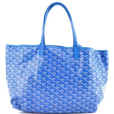 Pre-owned Goyard Saint Louis Tote Coated Canvas Pm In Blue