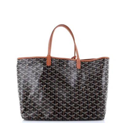 Pre-owned Goyard Saint Louis Tote Coated Canvas Pm In Brown