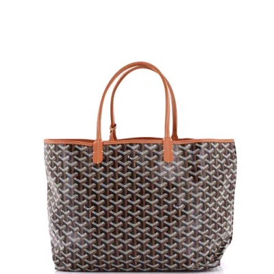 Pre-owned Goyard Saint Louis Tote Coated Canvas Pm In Brown