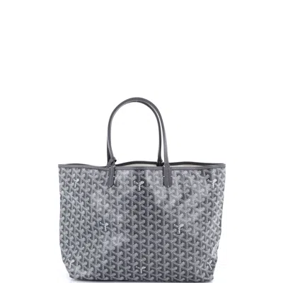 Pre-owned Goyard Saint Louis Tote Coated Canvas Pm In Gray