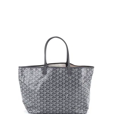 Pre-owned Goyard Saint Louis Tote Coated Canvas Pm In Gray