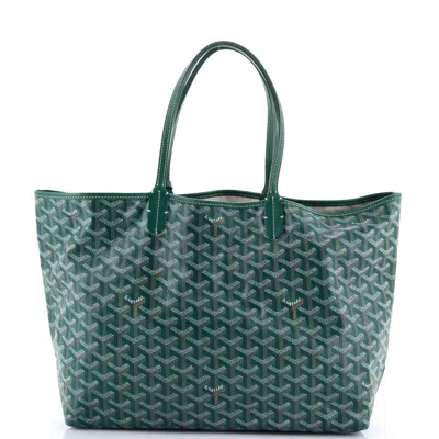 Pre-owned Goyard Saint Louis Tote Coated Canvas Pm In Green