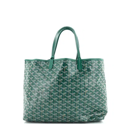 Pre-owned Goyard Saint Louis Tote Coated Canvas Pm In Green