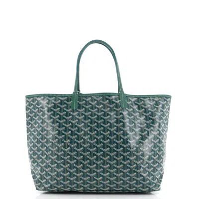 Pre-owned Goyard Saint Louis Tote Coated Canvas Pm In Green