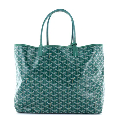 Pre-owned Goyard Saint Louis Tote Coated Canvas Pm In Green