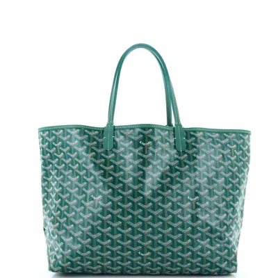 Pre-owned Goyard Saint Louis Tote Coated Canvas Pm In Green