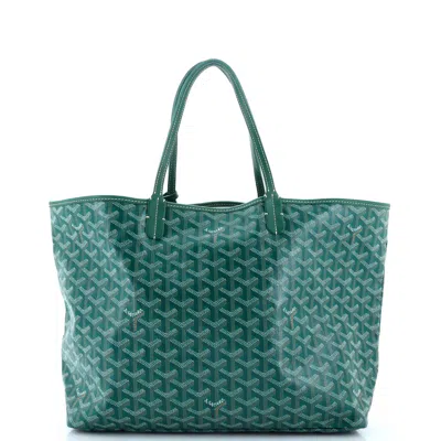 Pre-owned Goyard Saint Louis Tote Coated Canvas Pm In Green