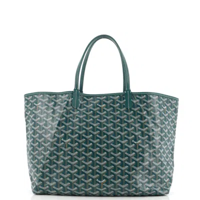 Pre-owned Goyard Saint Louis Tote Coated Canvas Pm In Green