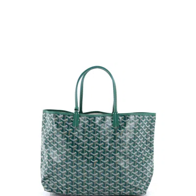 Pre-owned Goyard Saint Louis Tote Coated Canvas Pm In Green