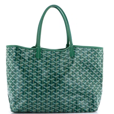 Pre-owned Goyard Saint Louis Tote Coated Canvas Pm In Green