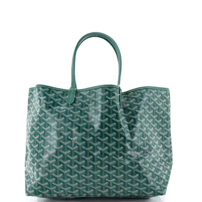 Pre-owned Goyard Saint Louis Tote Coated Canvas Pm In Green