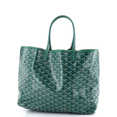 Pre-owned Goyard Saint Louis Tote Coated Canvas Pm In Green
