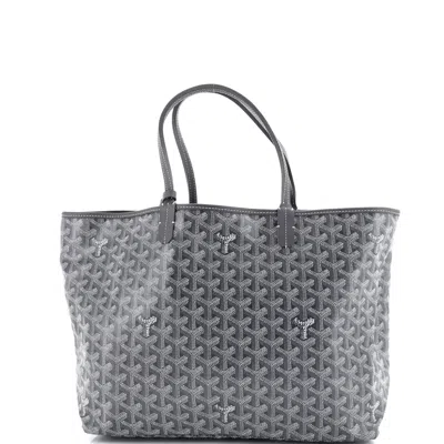 Pre-owned Goyard Saint Louis Tote Coated Canvas Pm In Grey