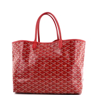 Pre-owned Goyard Saint Louis Tote Coated Canvas Pm In Red