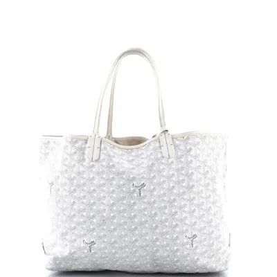 Pre-owned Goyard Saint Louis Tote Coated Canvas Pm In White