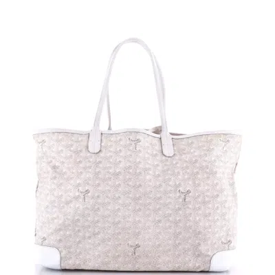 Pre-owned Goyard Saint Louis Tote Coated Canvas Pm In White