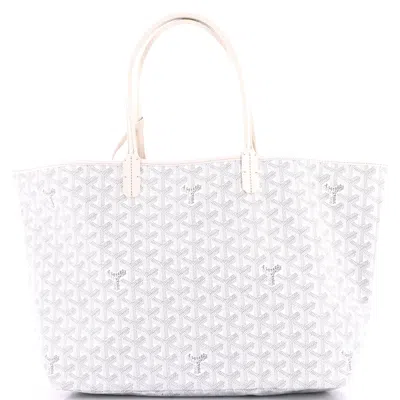 Pre-owned Goyard Saint Louis Tote Coated Canvas Pm In White