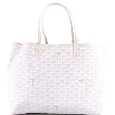 Pre-owned Goyard Saint Louis Tote Coated Canvas Pm In White