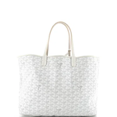 Pre-owned Goyard Saint Louis Tote Coated Canvas Pm In White