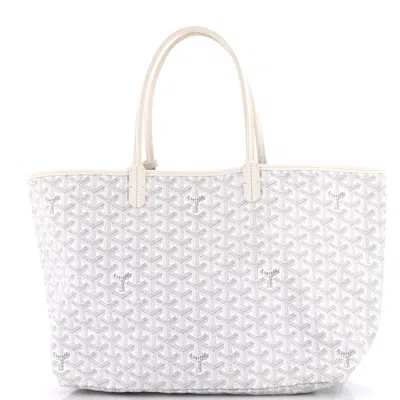 Pre-owned Goyard Saint Louis Tote Coated Canvas Pm In White