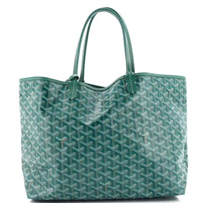 Pre-owned Goyard Saint Louis Tote Coated Canvas Xxl In Green