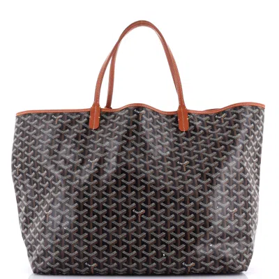 Pre-owned Goyard Saint Louis Tote Printed Coated Canvas Gm In Black