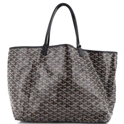 Pre-owned Goyard Saint Louis Tote Printed Coated Canvas Gm In Black