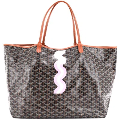Pre-owned Goyard Saint Louis Tote Printed Coated Canvas Gm In Black