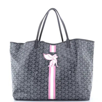 Pre-owned Goyard Saint Louis Tote Printed Coated Canvas Gm In Grey