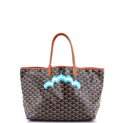 Pre-owned Goyard Saint Louis Tote Printed Coated Canvas Pm In Brown