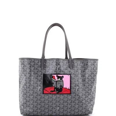Pre-owned Goyard Saint Louis Tote Printed Coated Canvas Pm In Grey