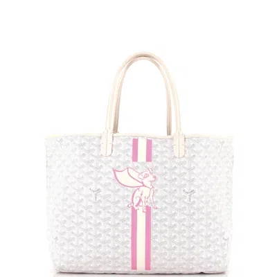 Pre-owned Goyard Saint Louis Tote Printed Coated Canvas Pm In White