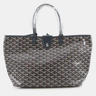 Pre-owned Goyard Saint Louis With Clip Navy Blue Pvc Leather Size Pm In Brown