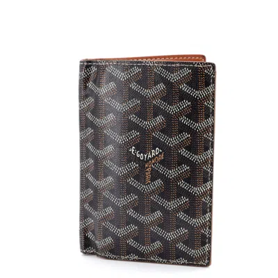 Pre-owned Goyard Saint Marc Card Case Coated Canvas In Black