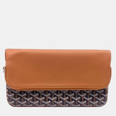 Pre-owned Goyard Saint Marie Black/brown Canvas And Leather Clutch