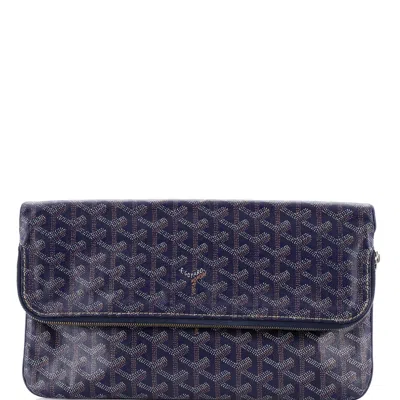 Pre-owned Goyard Saint Marie Clutch Coated Canvas In Blue