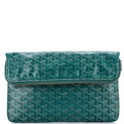 Pre-owned Goyard Saint Marie Clutch Coated Canvas In Green