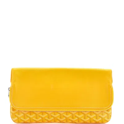 Pre-owned Goyard Saint Marie Clutch Coated Canvas In Yellow