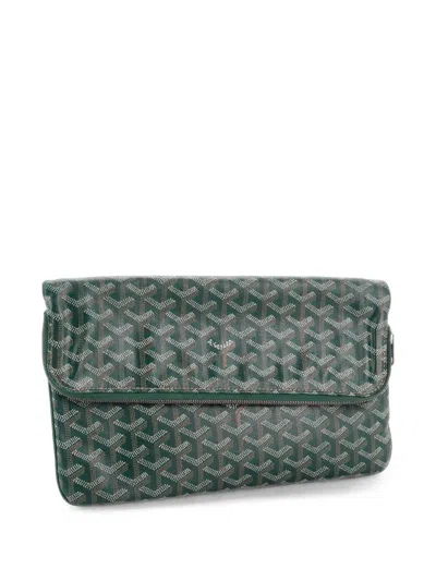 Pre-owned Goyard Saint Marie Coated Canvas Clutch Bag In 绿色