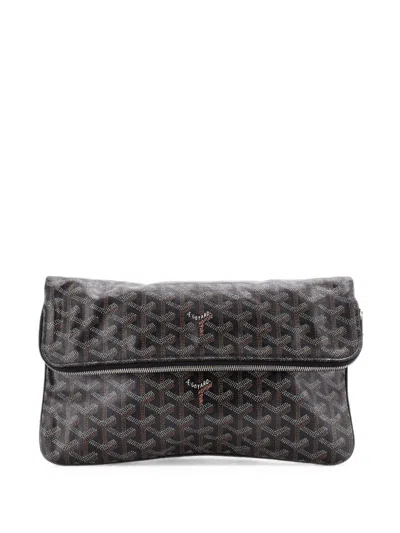 Pre-owned Goyard Saint Marie Coated Canvas Clutch Bag In Black