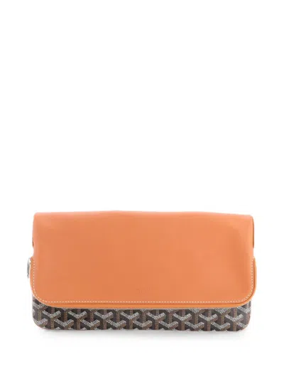 Pre-owned Goyard Saint Marie Coated Canvas Clutch Bag In Brown
