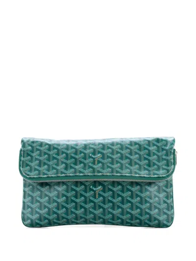 Pre-owned Goyard Saint Marie Coated Canvas Clutch Bag In Green
